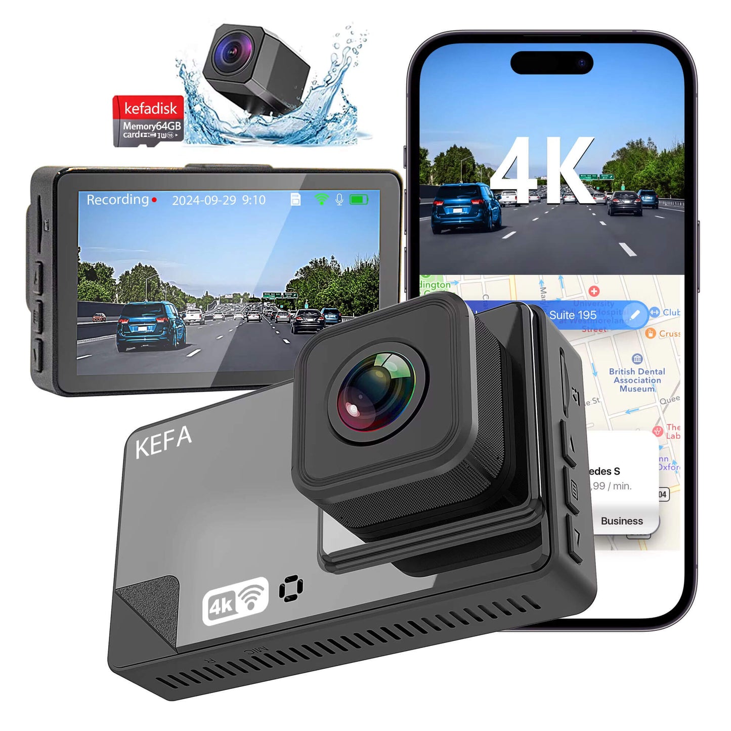 BELOAUTO 3" HD Dual Channel Dash Cam - 4K Front + 1080P Rear, WiFi, Bluetooth, GPS | B2B Wholesale