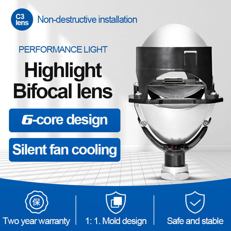 BELOAUTO 2.5" Bi-LED Projector Headlight - 6500K White Light , Non-Destructive Installation , Custom 6-Core Harness | B2B Bulk Order
