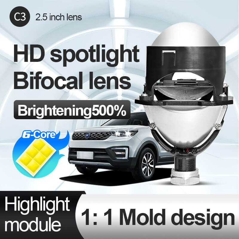 BELOAUTO 2.5" Bi-LED Projector Headlight - 6500K White Light , Non-Destructive Installation , Custom 6-Core Harness | B2B Bulk Order