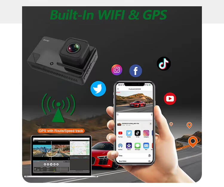 BELOAUTO 3" HD Dual Channel Dash Cam - 4K Front + 1080P Rear, WiFi, Bluetooth, GPS | B2B Wholesale