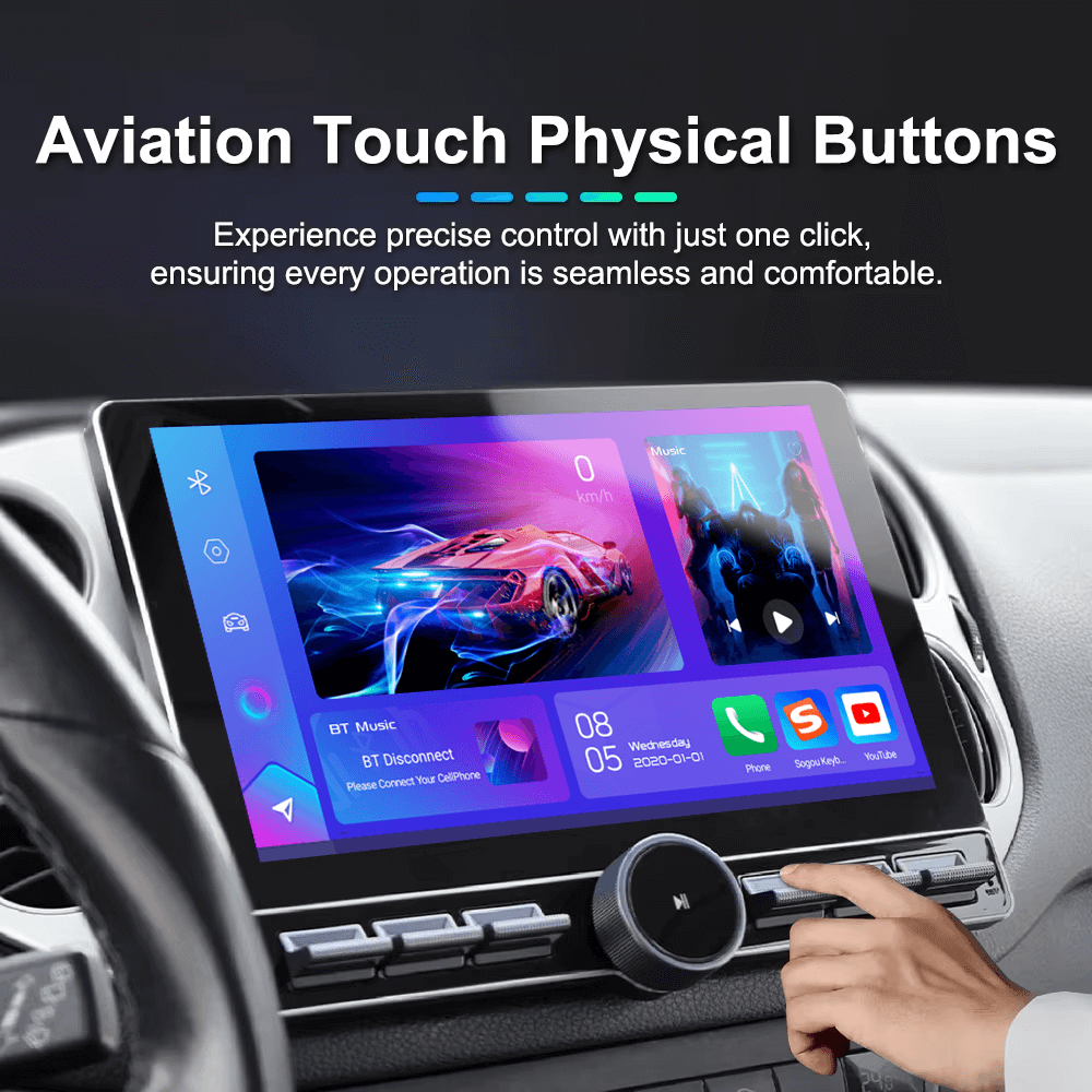 BELOAUTO OEM ODM 10.1" Piano-Key Car Head Unit Single Knobs Android Stereo Carplay Screen Multimedia System