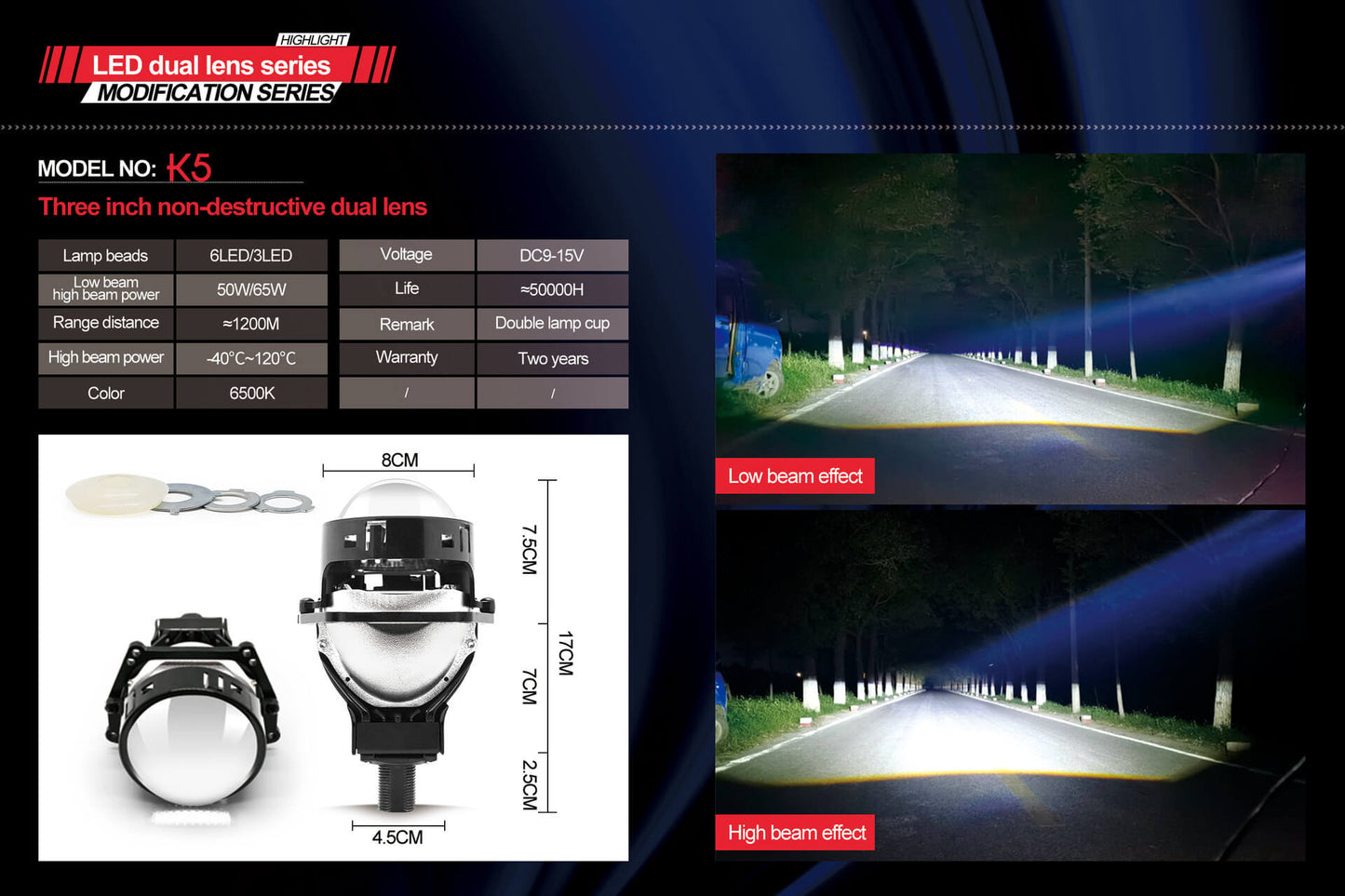 BELOAUTO 3" High-Penetration LED Projector Kit - 500% Brightness Boost, 6+3 HD Chips | B2B Wholesale