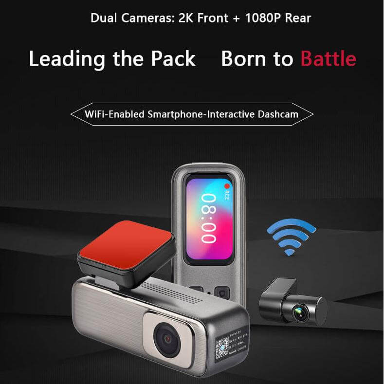 BELOAUTO Front & Rear Dash Cam with WiFi - 1080P Dual Recording, Night Vision, Parking Monitor
