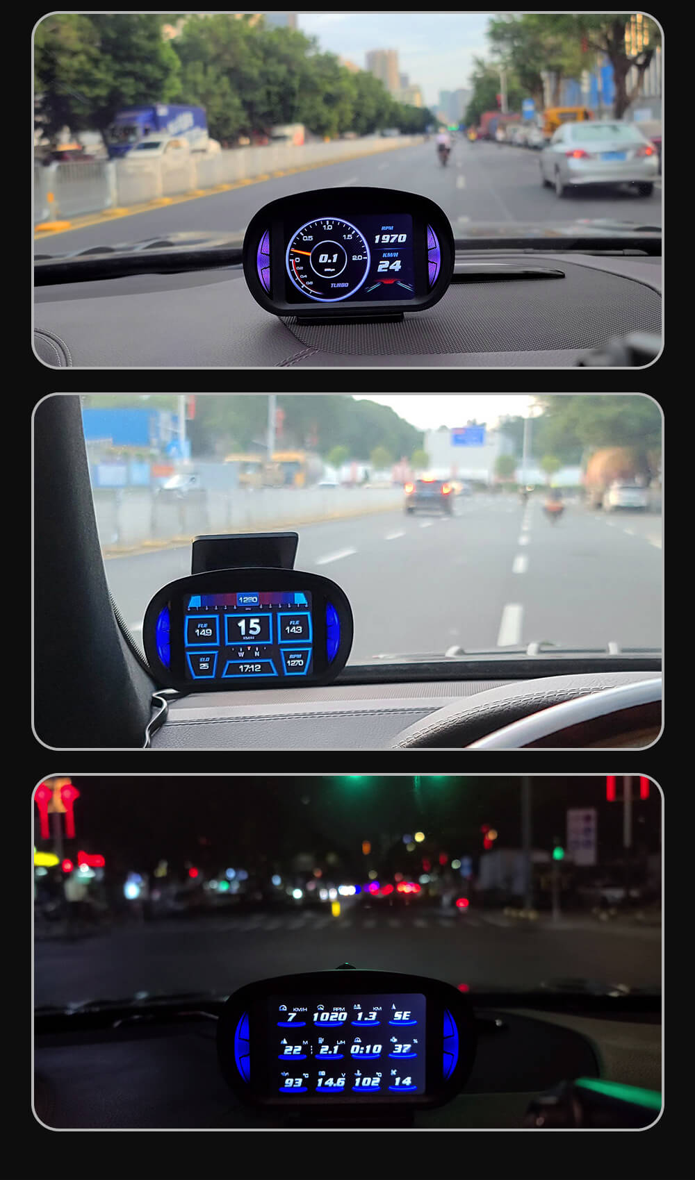 BELOAUTO 3.5" Universal Car HUD - OBD2+GPS+Slope Meter, Speed Alarm | Commercial Grade