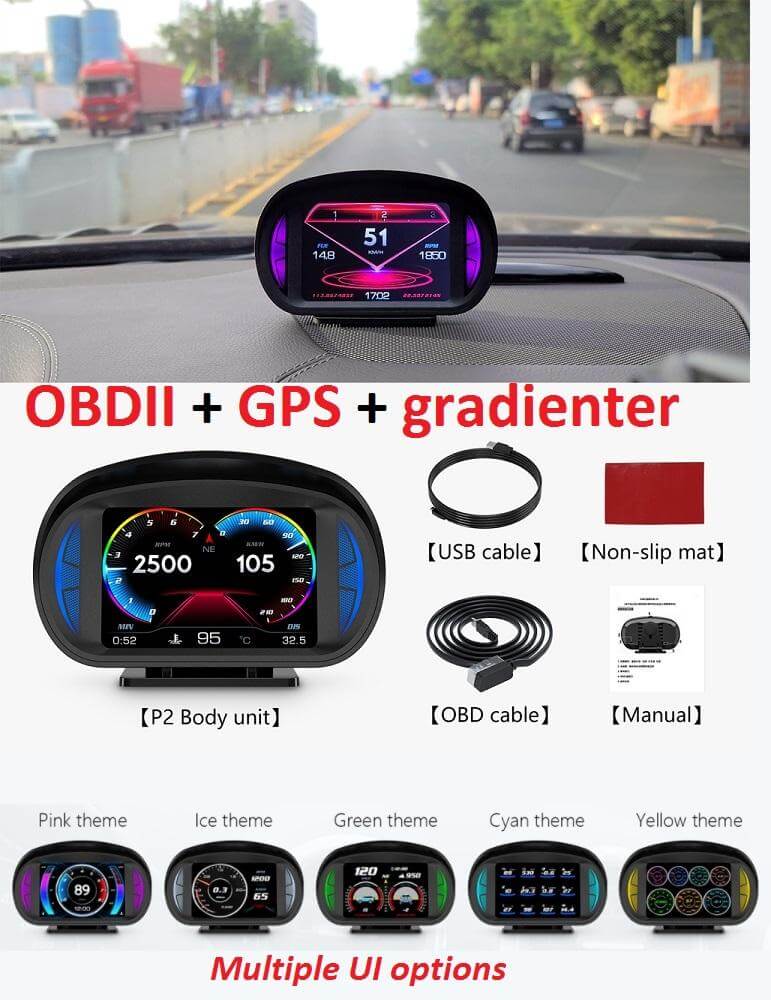 BELOAUTO 3.5" Universal Car HUD - OBD2+GPS+Slope Meter, Speed Alarm | Commercial Grade
