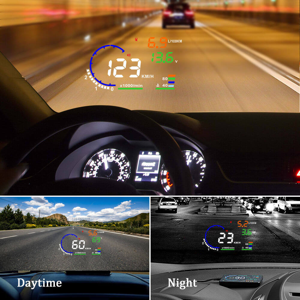 BELOAUTO 5.5'' OBD2 HUD Car Head up Display - LED Windshield Projector, Speed Voltage Alarm | OEM Custom