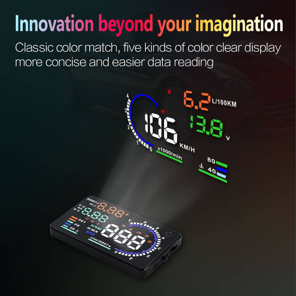 BELOAUTO 5.5'' OBD2 HUD Car Head up Display - LED Windshield Projector, Speed Voltage Alarm | OEM Custom