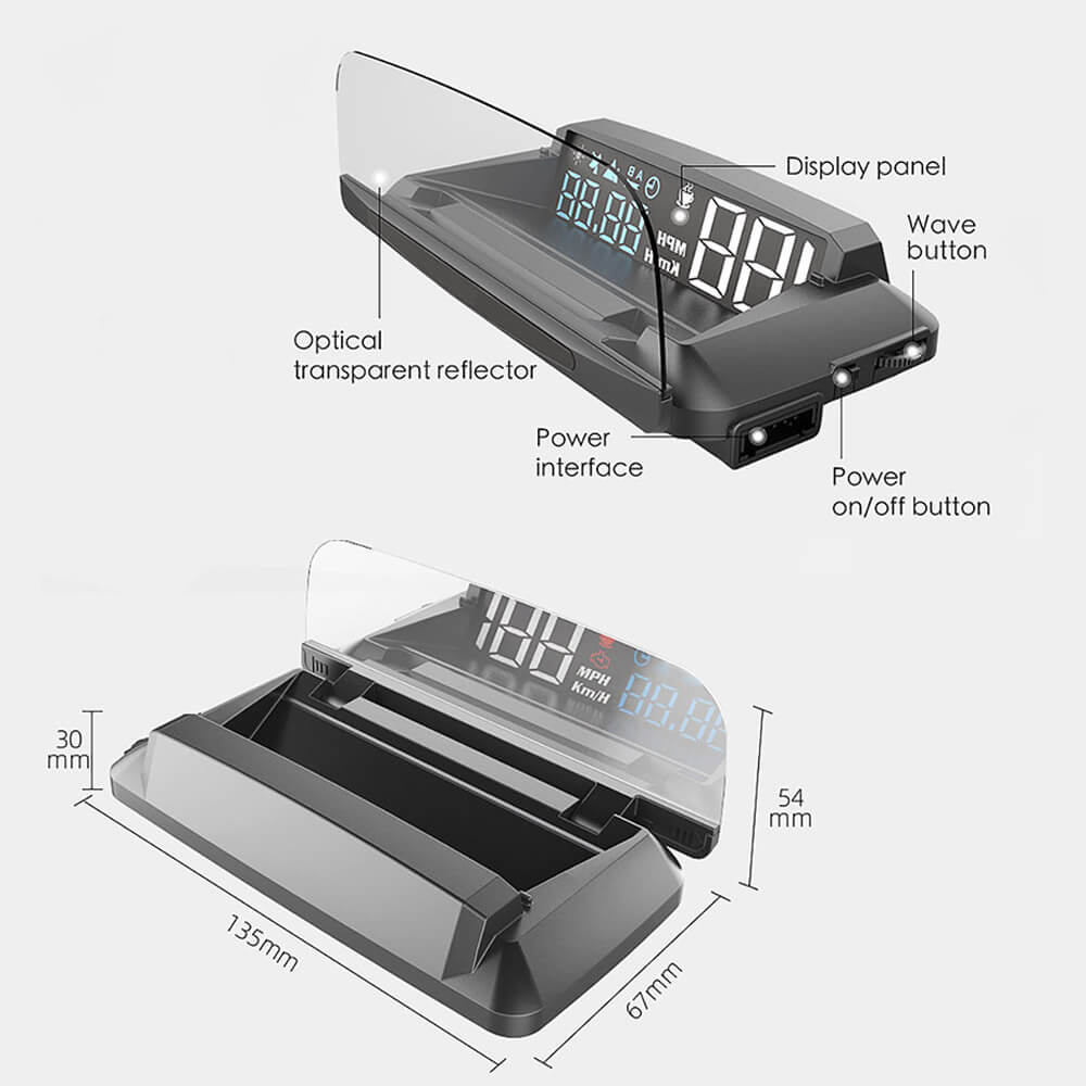 BELOAUTO Windshield Projector LCD Digital HUD - Light Sensor, 3D Display,Plug and Play | B2B Wholesale