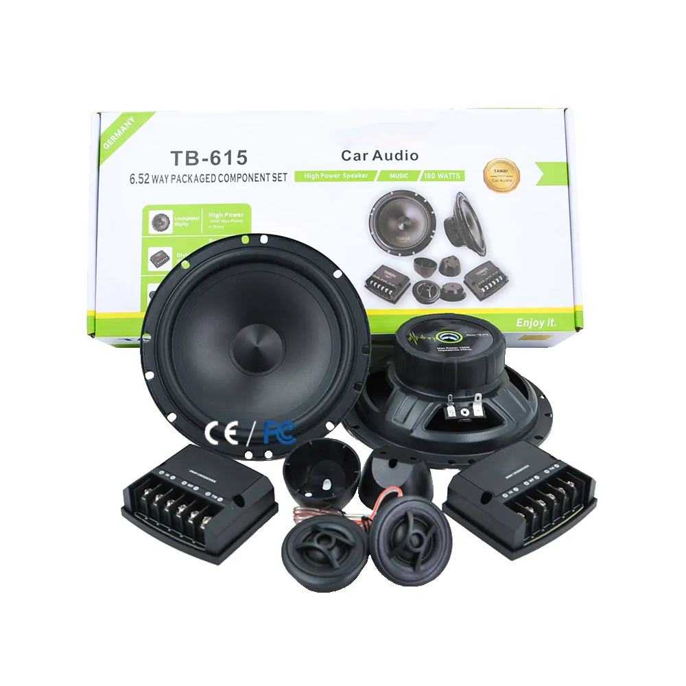 BELOAUTO 6.5" 180W 2-Way Component Speaker Set - Black Aluminum Frame, Upgrade Tweeters | Car Audio Wholesale