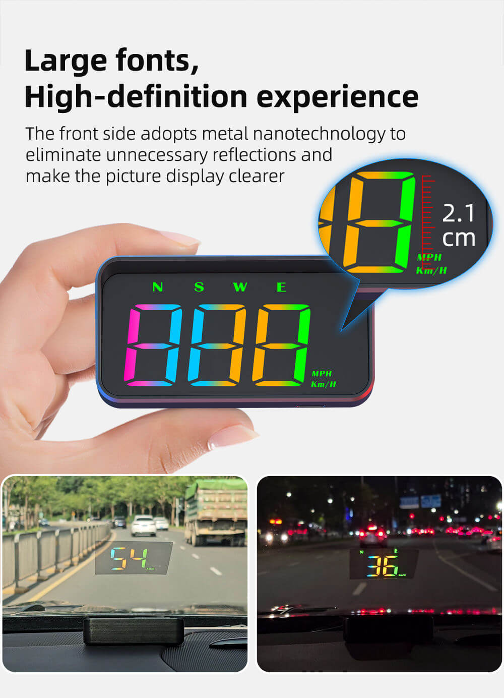 BELOAUTO USB Plug & Play Multi-Color HUD Projector - GPS+Beidou Dual Data, Speed Error Calibration | B2B Wholesale