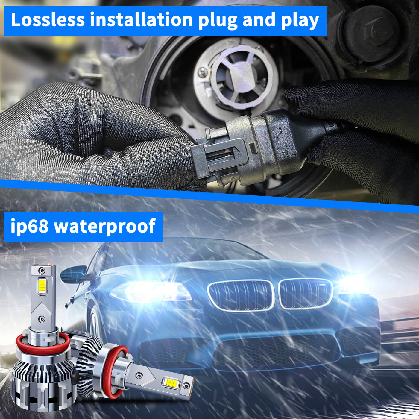 BELOAUTO 170w Car Led Headlight Bulb - IP68 Waterproof, 6000k,OEM,ODM | Bulk Order