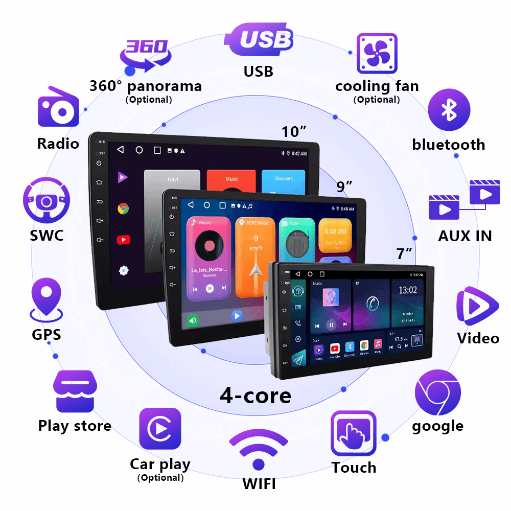 BELOAUTO wholesale 9" 10" Universal Car Head Unit Android Auto Carplay Screen Auto Stereo Multimedia System Radio