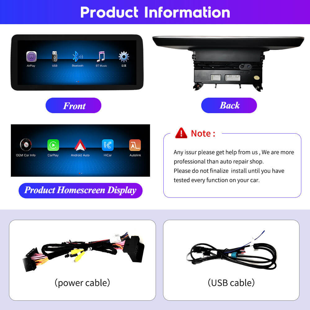 BELOAUTO Mercedes NTG5.0 10.25" Linux Radio Screen - Wireless CarPlay/AA for C/GLC/V-Class 2015-2018