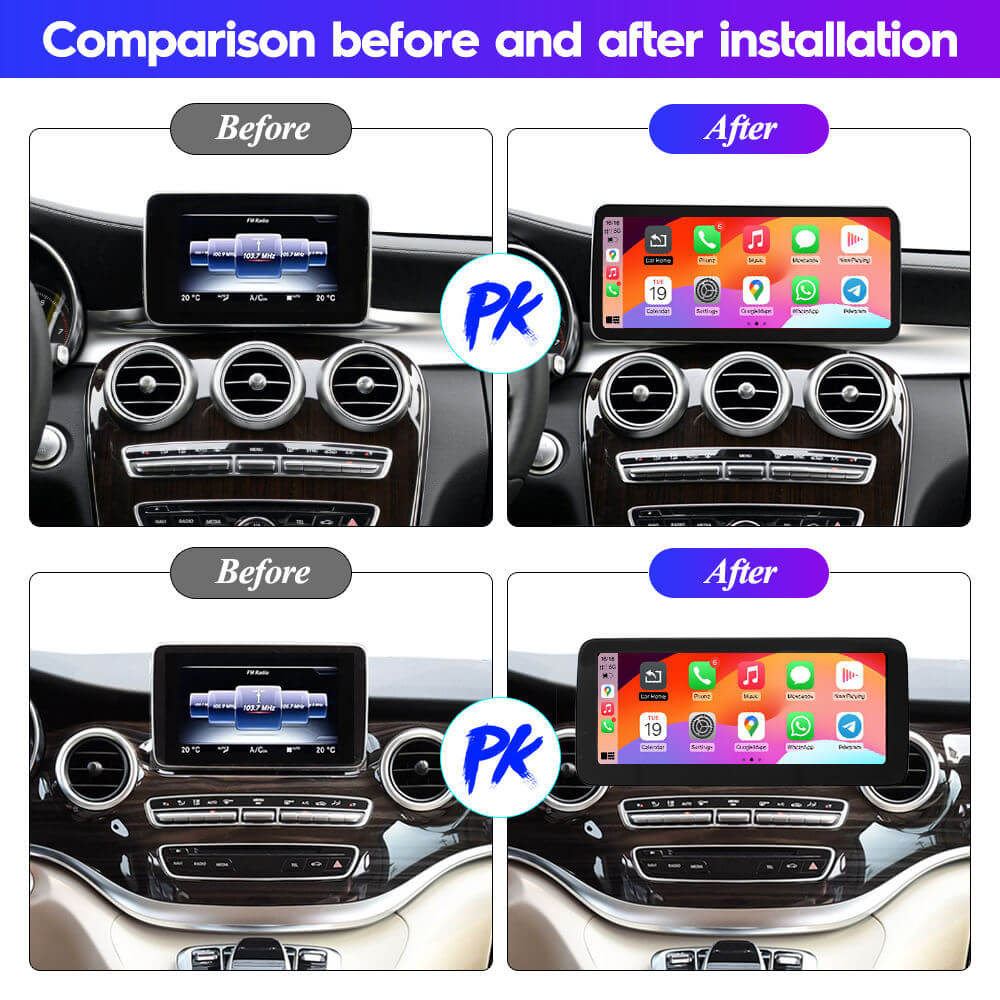 BELOAUTO Mercedes NTG5.0 10.25" Linux Radio Screen - Wireless CarPlay/AA for C/GLC/V-Class 2015-2018