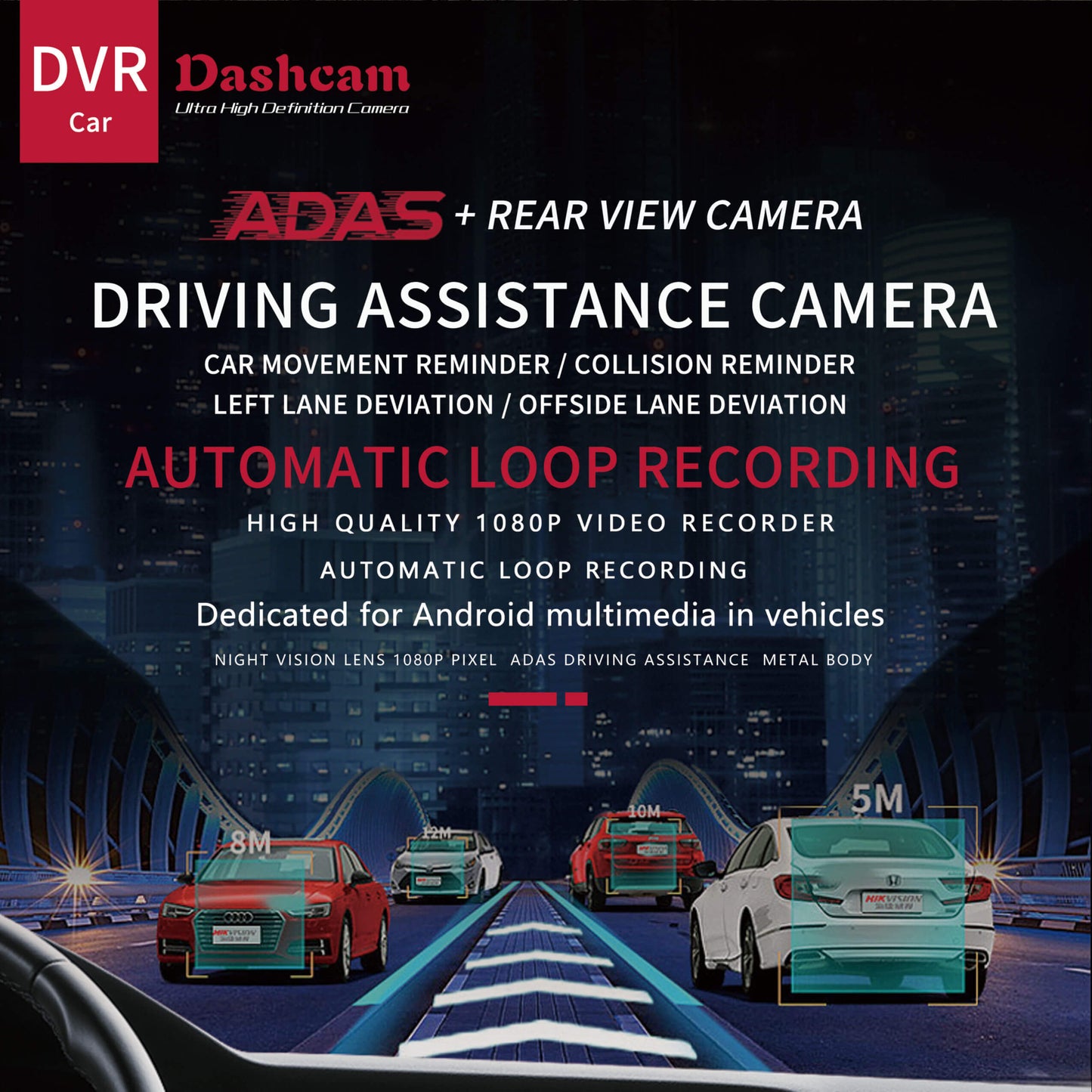 BELOAUTO 1080P ADAS Dash Cam Front & Rear - Collision Warning, Lane Departure & Night Vision