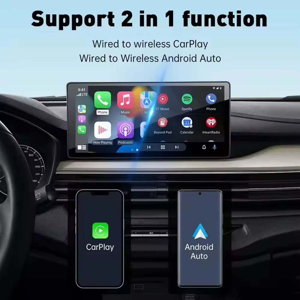 BELOAUTO 2-in-1 CarPlay Adapter: USB Plug & Play for Wired to Wireless + Android Auto Support