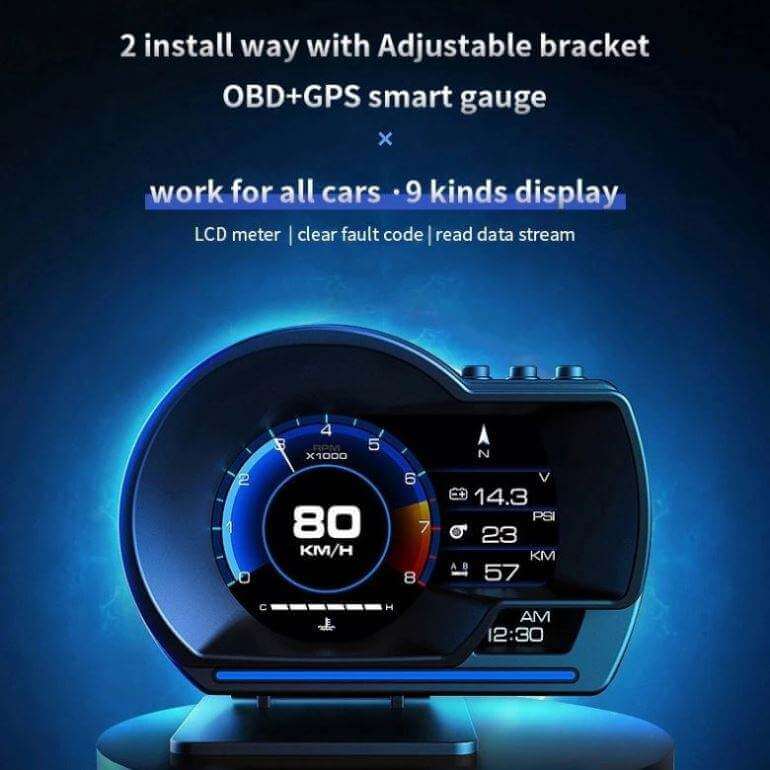 BELOAUTO 3.5 inch OBD GPS Smart Gauge Head up Display - LCD meter, Ambient Light, Light Sensor | Bulk Order