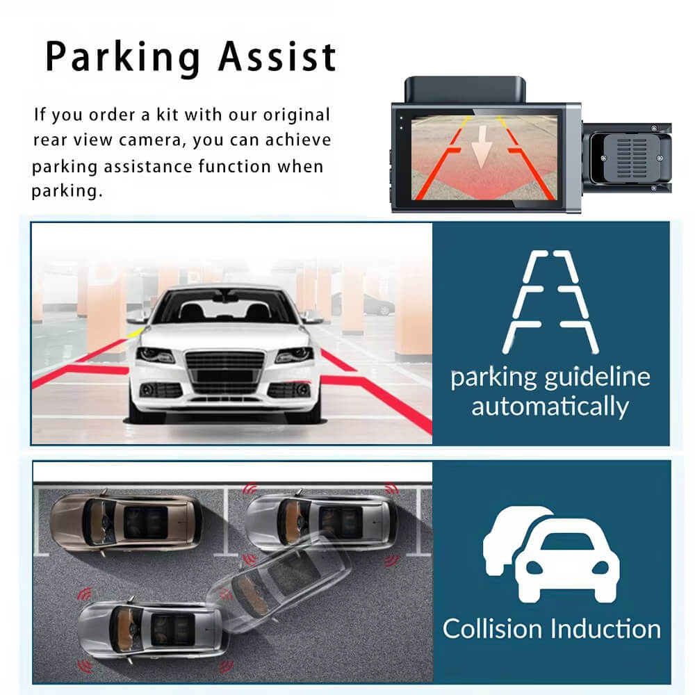 BELOAUTO 3" Triple Lens Dash Cam with WiFi | Loop Recording | Front/Rear/Interior | Fleet Management Solution