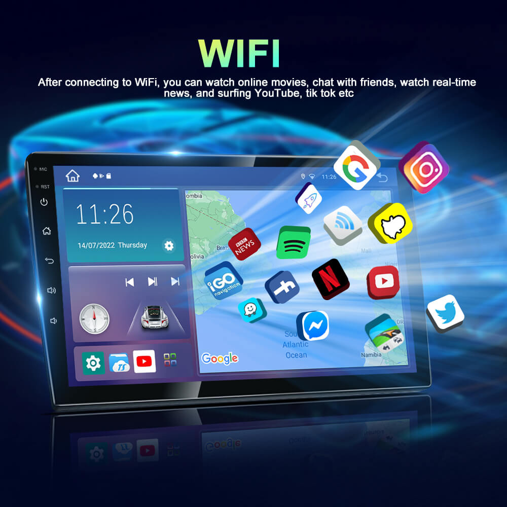 BELOAUTO Universal 7" IPS Car Stereo - Wireless CarPlay/AA, FM Radio & Android 13. Hotspot-Ready WiFi Version