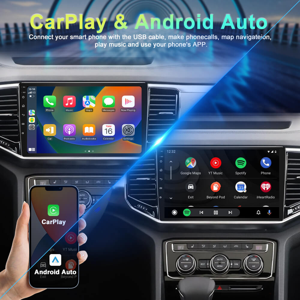 BELOAUTO Universal 7" IPS Car Stereo - Wireless CarPlay/AA, FM Radio & Android 13. Hotspot-Ready WiFi Version
