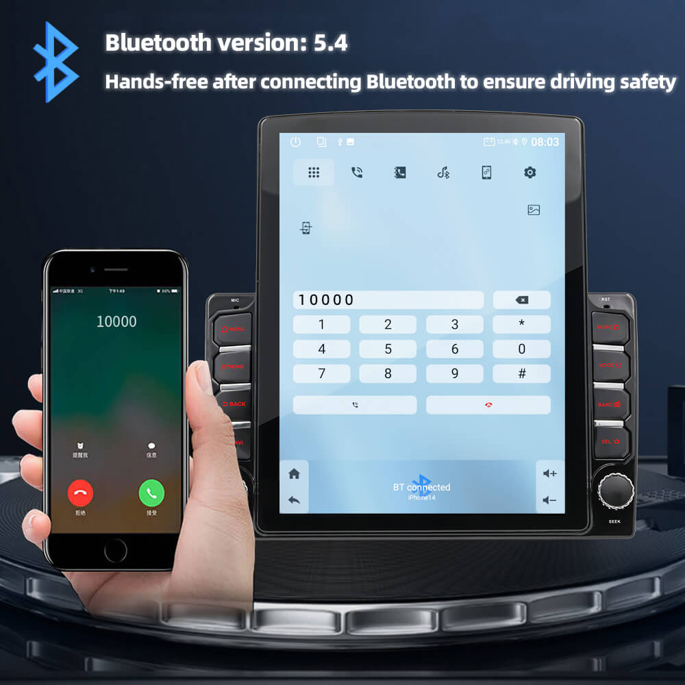 BELOAUTO Tesla-style 9.7" Vertical IPS Car Stereo - Wireless CarPlay, FM Radio & Android 13. WiFi Version