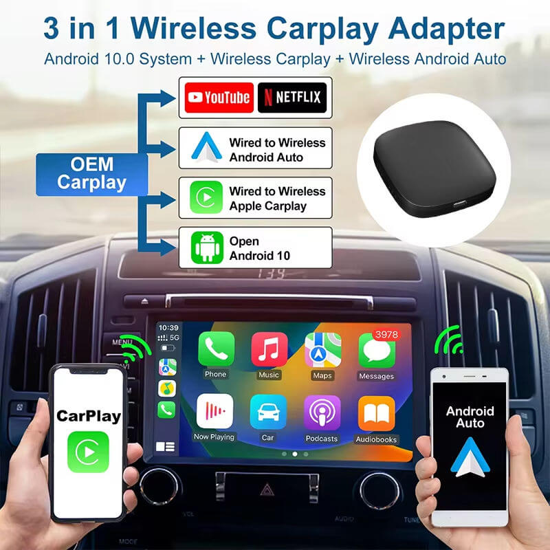 BELOAUTO Android to Wireless CarPlay Adapter Box - 5G WiFi, Plug & Play, Supports YouTube and Google
