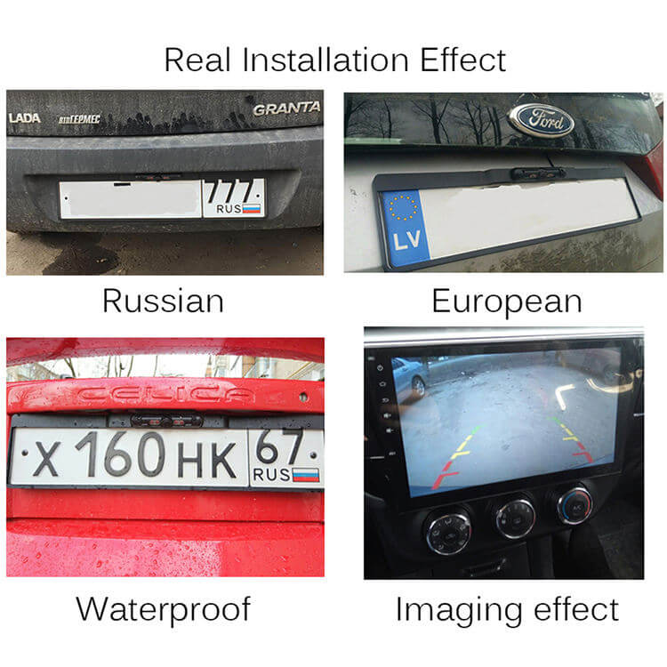 BELOAUTO EU License Plate Frame Camera-No-Drill Install & Distance Scale Lines