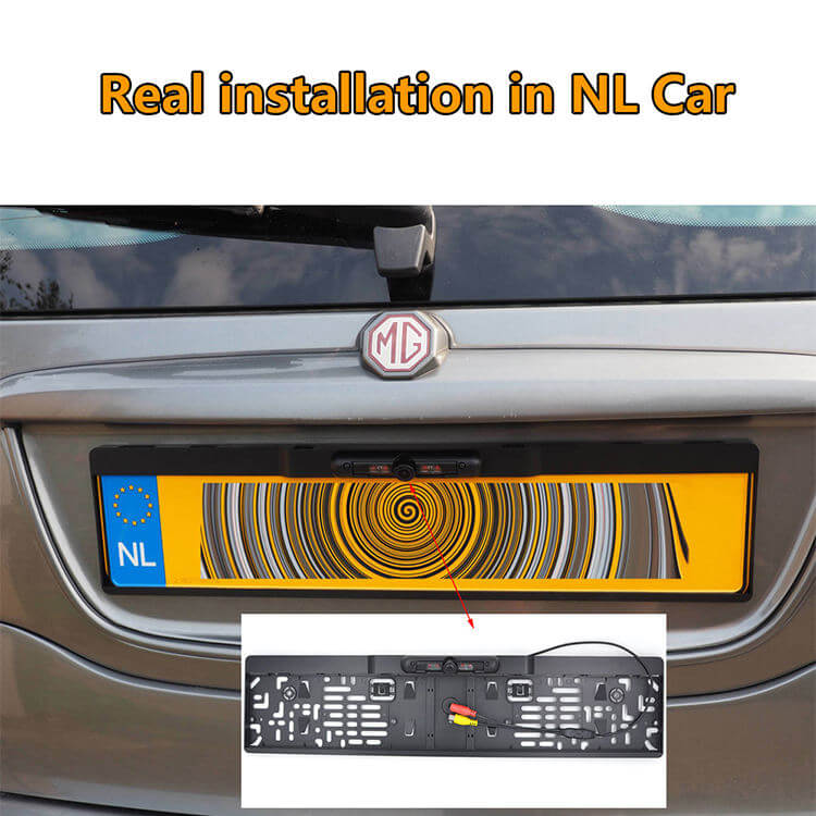 BELOAUTO EU License Plate Frame Camera-No-Drill Install & Distance Scale Lines
