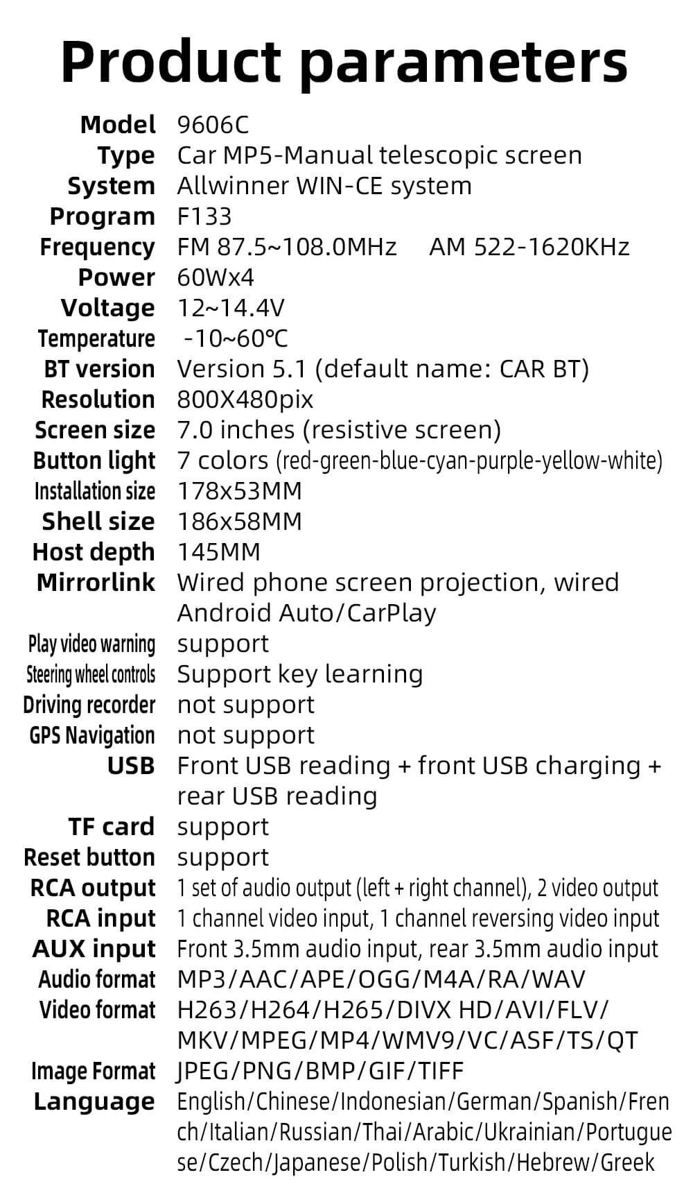 BELOAUTO 7" Single DIN Car Mp5 Player - Retractable Screen, Wireless CarPlay, Navigation GPS