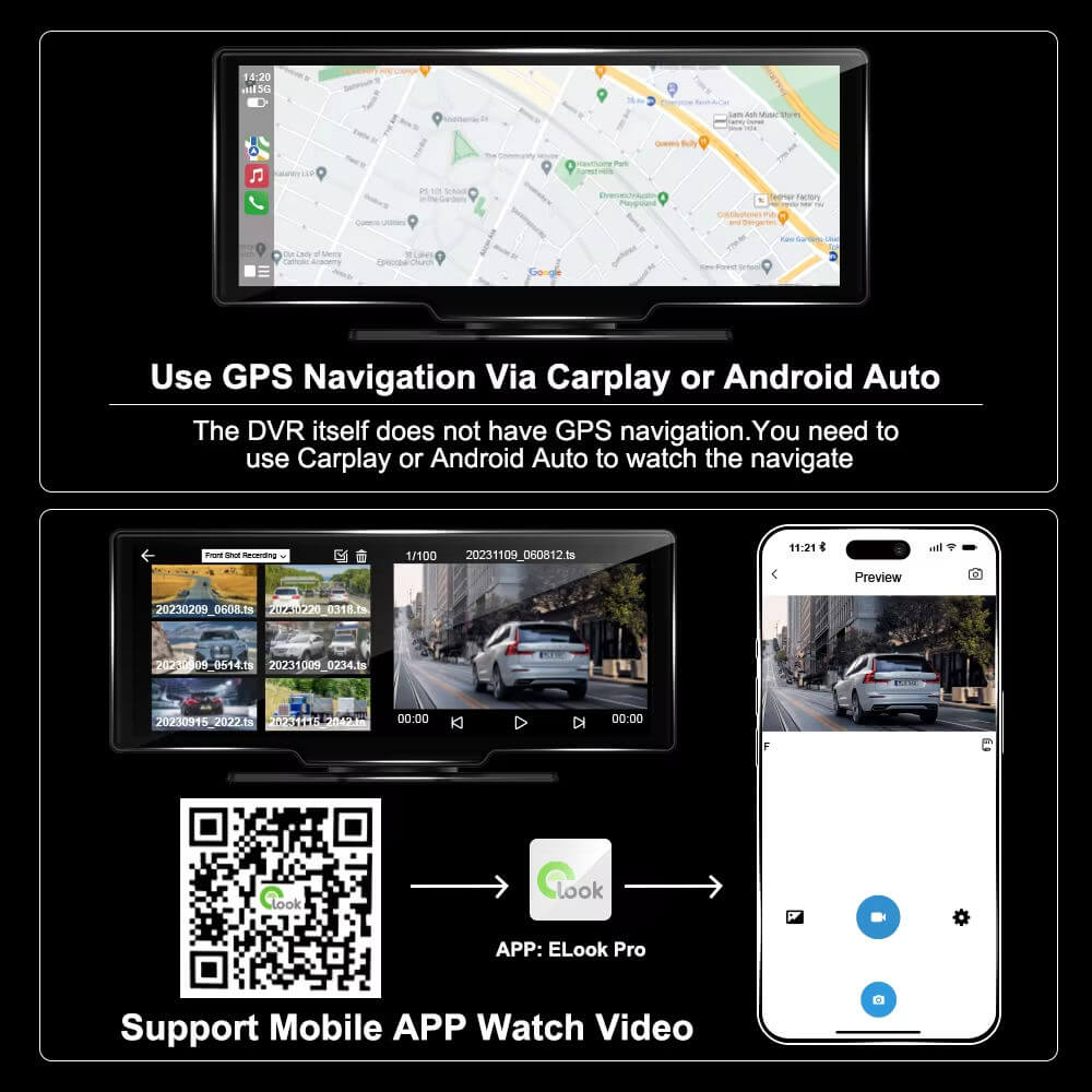 BELOAUTO 4K Split Screen Portable Display 10.26" - DVR Recording, Dual-Zone View | Commercial Vehicle Kit