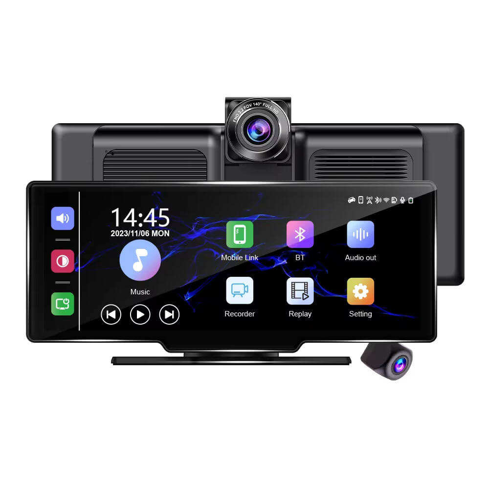 BELOAUTO 4K Split Screen Portable Display 10.26" - DVR Recording, Dual-Zone View | Commercial Vehicle Kit