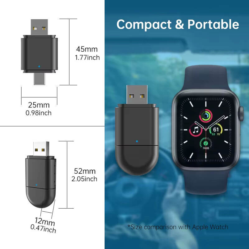 BELOAUTO 2-in-1 Wireless CarPlay Android Auto Adapter - USB-C & USB-A Ports, Plug and Play | B2B Wholesale