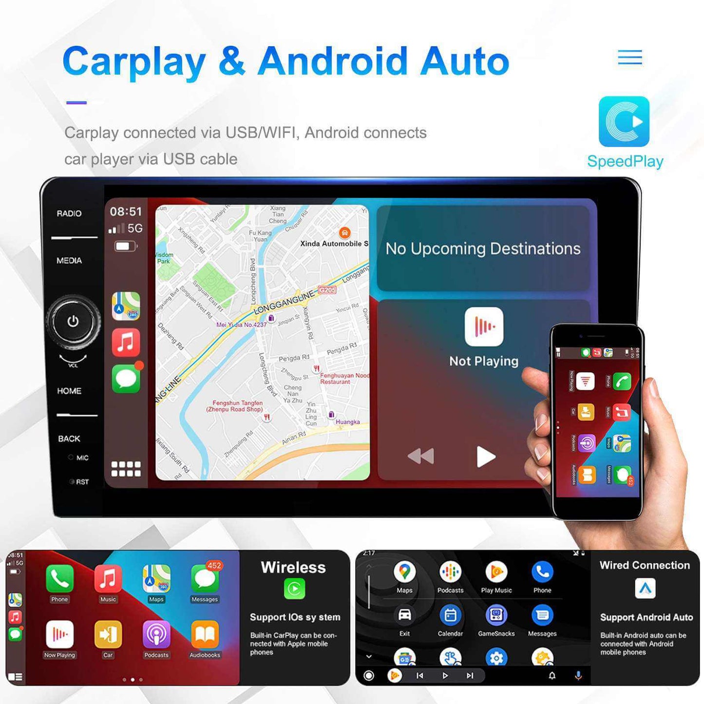 BELOAUTO 9" Android Car Stereo with Knob Control - Built-in Carplay+Auto, DSP Sound | Bulk Order Discount