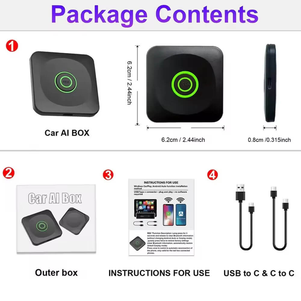 BELOAUTO 3-in-1 Wireless CarPlay AI Box - Android Auto/Android 13 Switchable, Plug & Play | OEM Custom