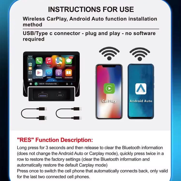 BELOAUTO 3-in-1 Wireless CarPlay AI Box - Android Auto/Android 13 Switchable, Plug & Play | OEM Custom