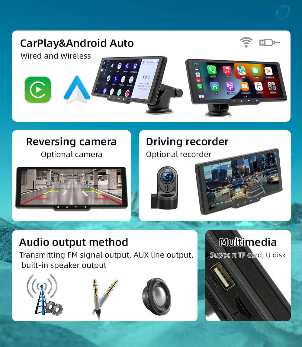 BELOAUTO 10.26" Portable CarPlay Display with Buttons - Plug & Play, HD Touchscreen | B2B Wholesale