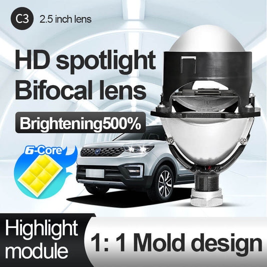 BELOAUTO 2.5" Bi-LED Projector Headlight - 6500K White Light , Non-Destructive Installation , Custom 6-Core Harness | B2B Bulk Order