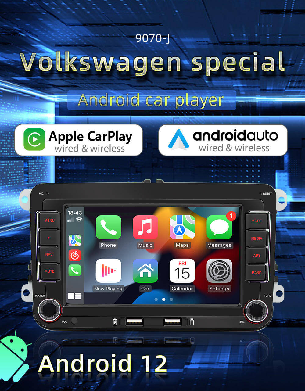 BELOAUTO 7" Android 13 Car Stereo for Volkswagen- Dual USB Ports, Plug & Play, B2B Wholesale