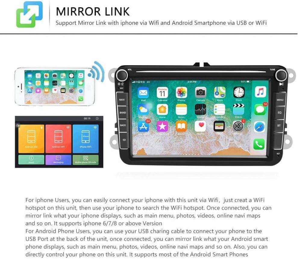 BELOAUTO Volkswagen 8" Android Car Radio - OEM Style, CAN-Bus Integration & Steering Control