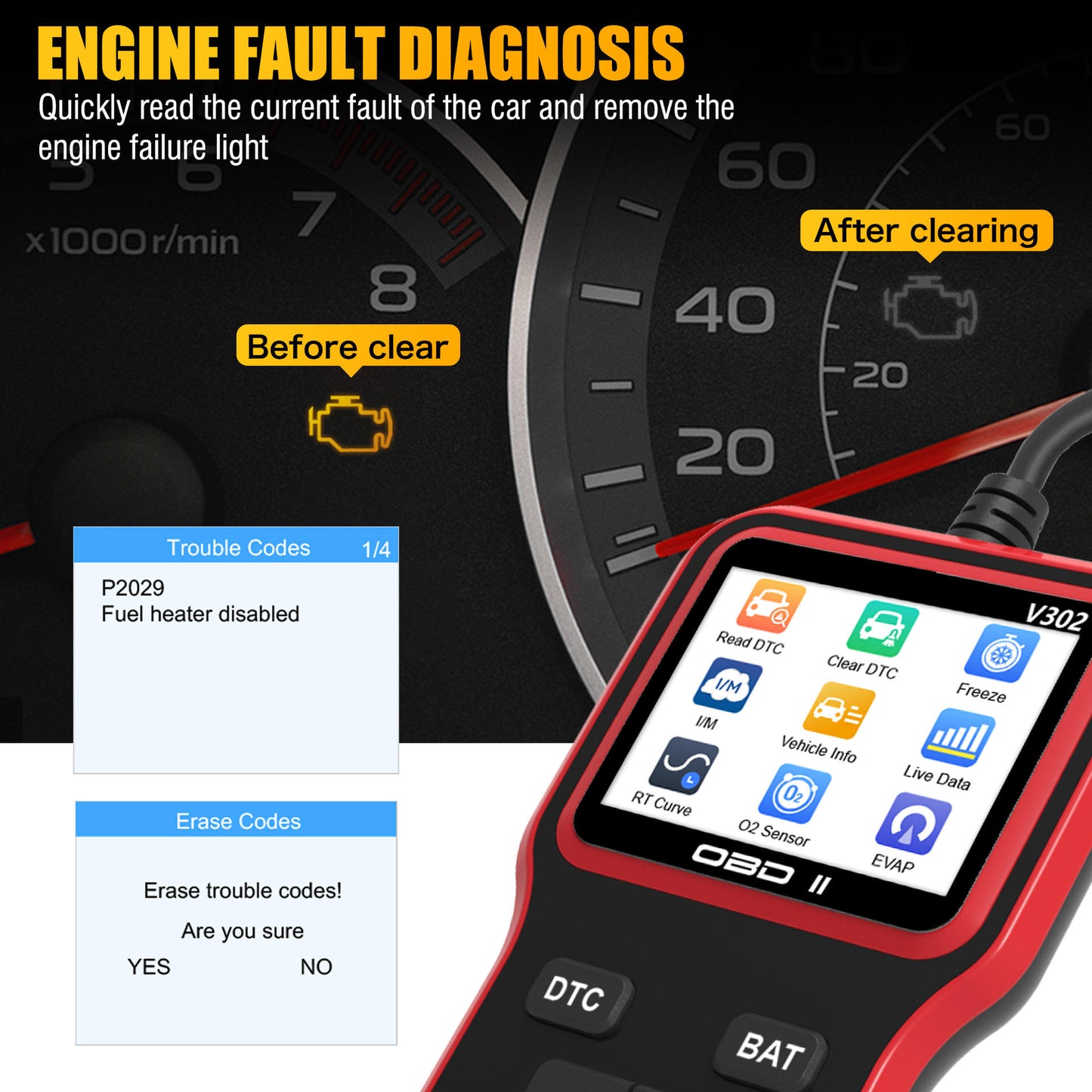 BELOAUTO V302 OBD2 Diagnostic Scanner Tool - Multiple real-time data, Engine Fault Diagnostic | Bulk Wholesale