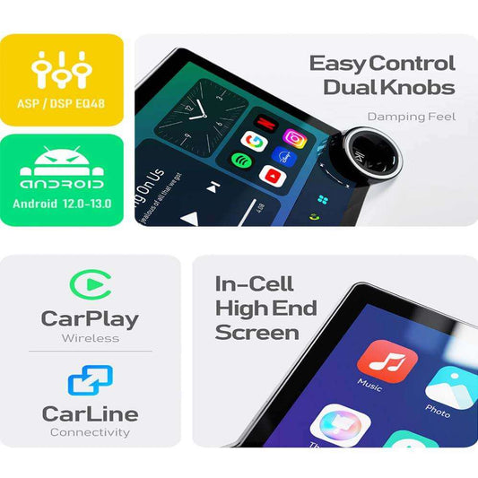 BELOAUTO Wholesale 10.1" 2K Android Car Stereo - Dual Knob Controls, Wireless CarPlay & Android Auto