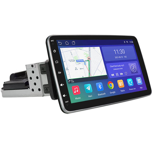 BELOAUTO Single Din 10.1" Rotatable Android Car Stereo - QLED Screen, Wireless CarPlay & Bluetooth FM Transmitter