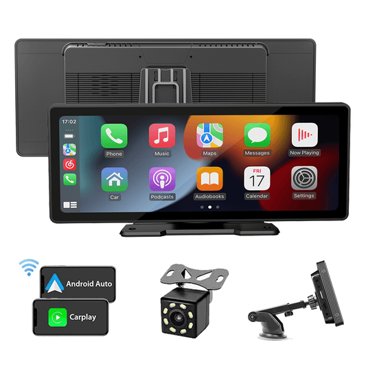 BELOAUTO 10.26" Portable Car Monitor - Wireless CarPlay/Android Auto, Detachable Mount, Plug & Play