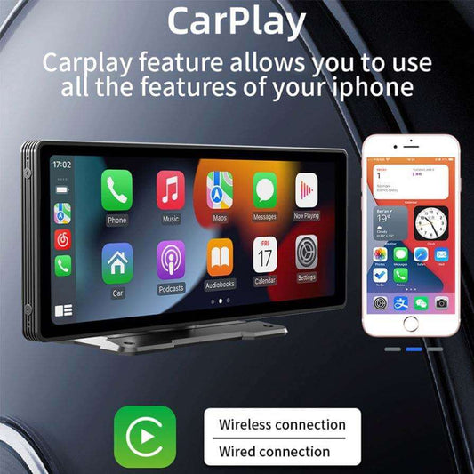 BELOAUTO 10.26" Portable Car Monitor - Wireless CarPlay/Android Auto, Detachable Mount, Plug & Play