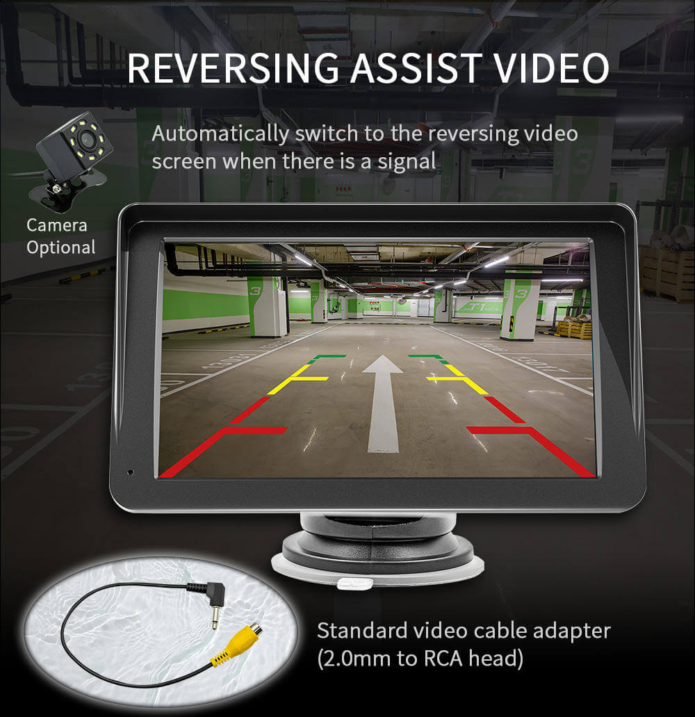 BELOAUTO 7" Portable Car Display - Wireless CarPlay/AA, FM Radio & Rear Camera Input for Any Car