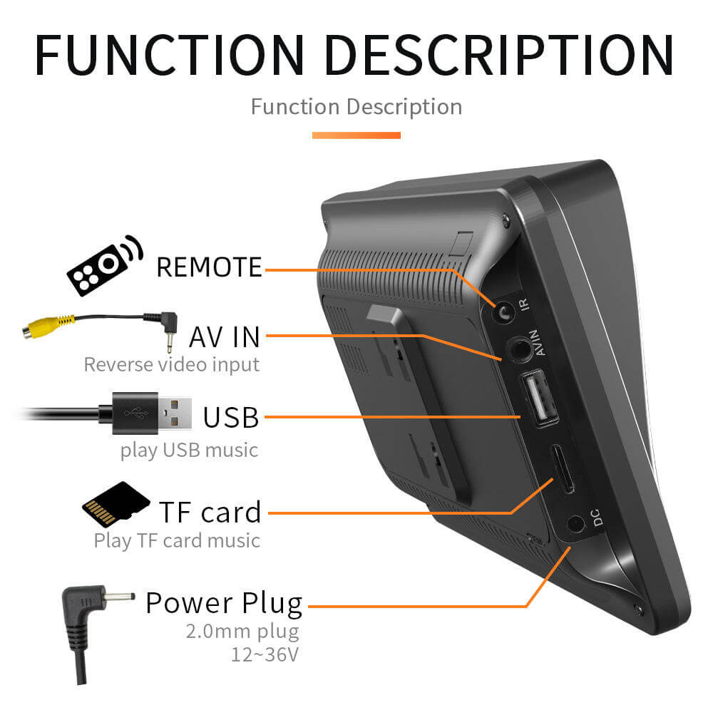 BELOAUTO 7" Portable Car Display - Wireless CarPlay/AA, FM Radio & Rear Camera Input for Any Car