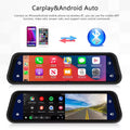 BELOAUTO 9.66" Mirror Dash Cam/ Wireless CarPlay & Android Auto - Dual Recording, Loop Recording