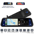 BELOAUTO 9.66" Mirror Dash Cam/ Wireless CarPlay & Android Auto - Dual Recording, Loop Recording