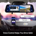 BELOAUTO 9.66" Mirror Dash Cam/ Wireless CarPlay & Android Auto - Dual Recording, Loop Recording