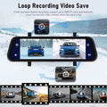 BELOAUTO 9.66" Mirror Dash Cam/ Wireless CarPlay & Android Auto - Dual Recording, Loop Recording